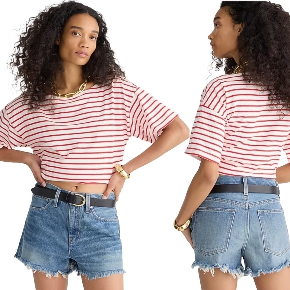 J.Crew Relaxed High Rise Cutoff Denim Shorts Baxter Wash NWT 27 37 Plus Size